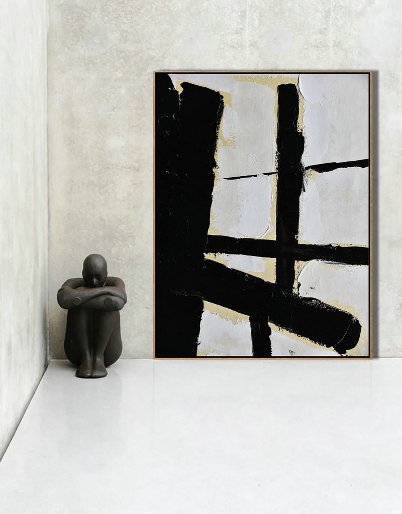 Large Abstract Art,Minimalist Painting On Canvas, Palette Knife Vertical Minimal Art - Abstract Painting On Canvas
